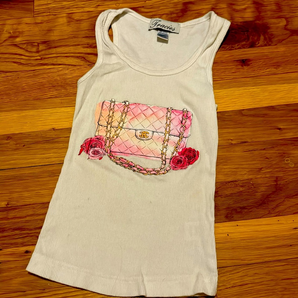 Ribbed white cotton tank 🌺